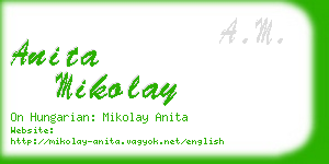 anita mikolay business card